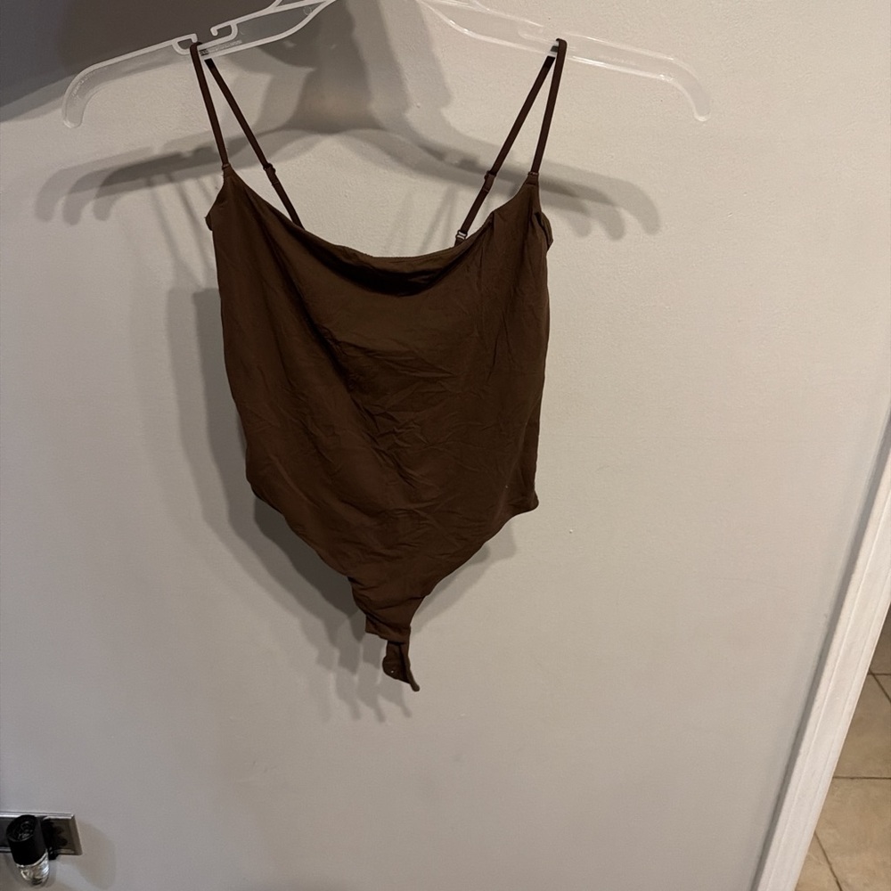 SKIMS Chocolate Brown Bodysuit with Spaghetti Straps